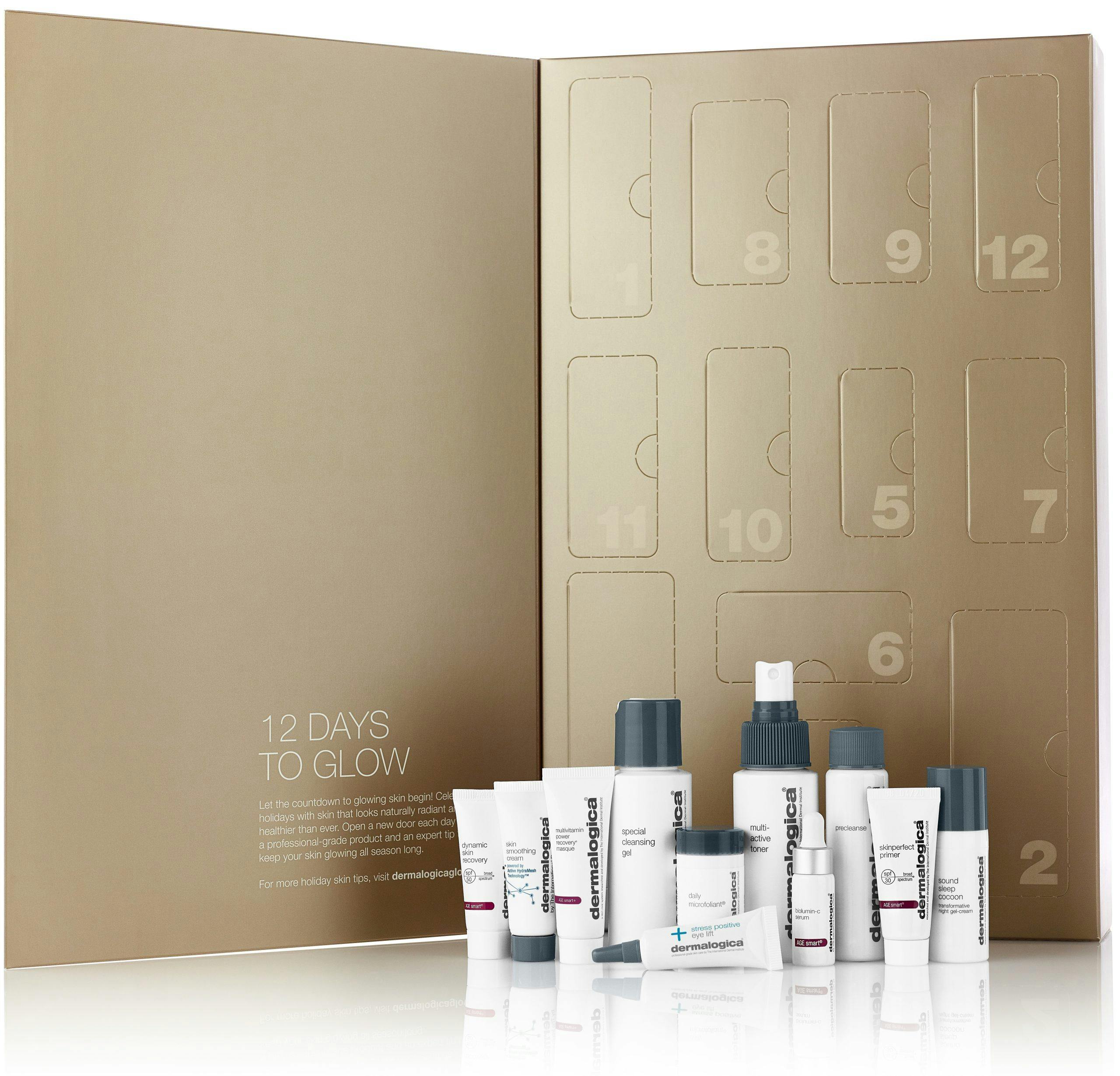 12 days to glow advent calendar open with product PEVjOP28wE dermalogica julekalender
